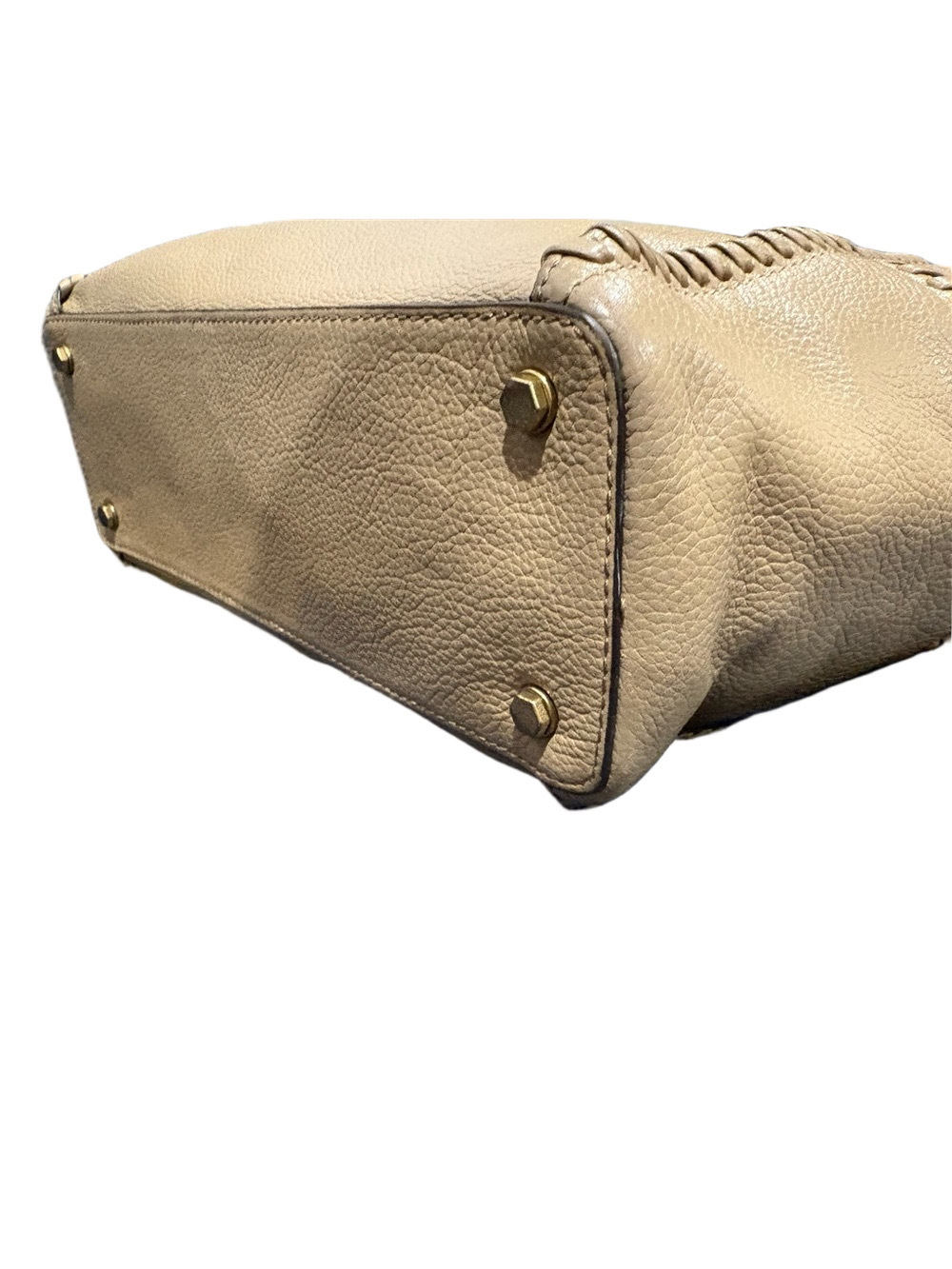 Oryany Pebbled Leather Satchel Crossbody Bag Beige/Taupe Whipstitch EUC - Picture 8 of 16